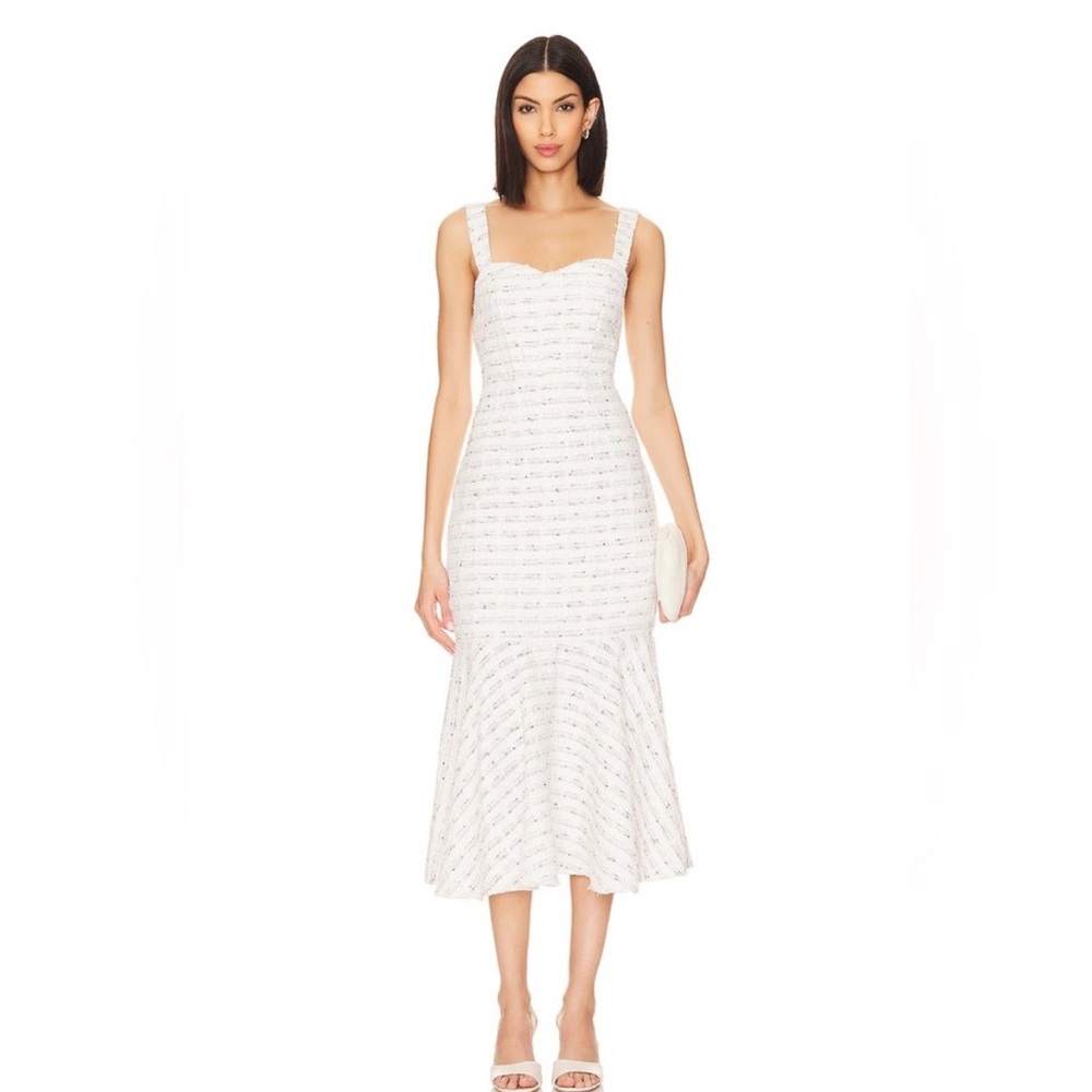 MISA LOS ANGELES
PENNY Tweed Dress 
Misa Los Angeles

Elegant White Tweed Dress